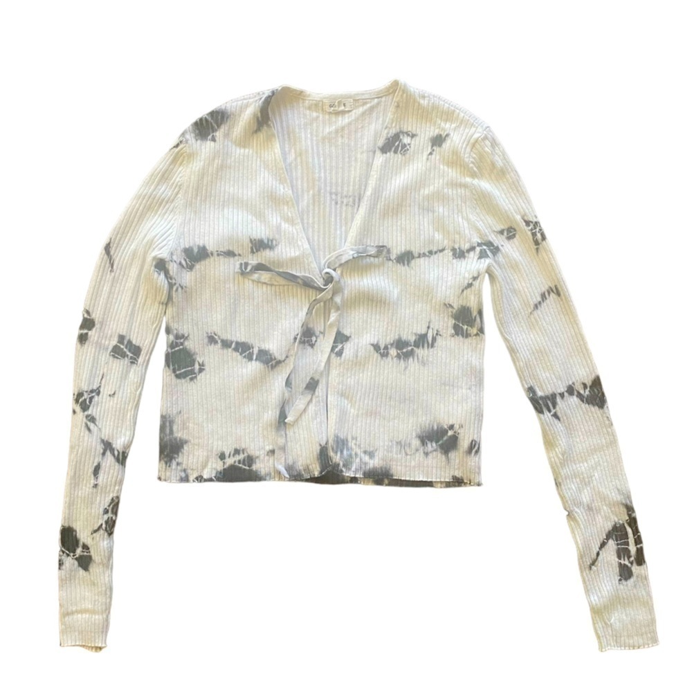 2/$15 Garage White Gray Cropped Cardigan Sweater XS